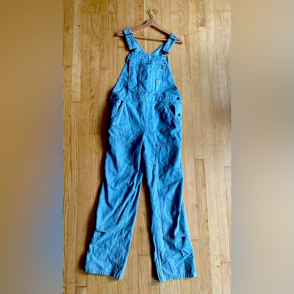 Carhartt Medium (8-10) relaxed fit Brewster railroad stripe bib overalls
